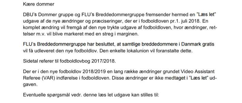 Fodboldloven – DBU læs let